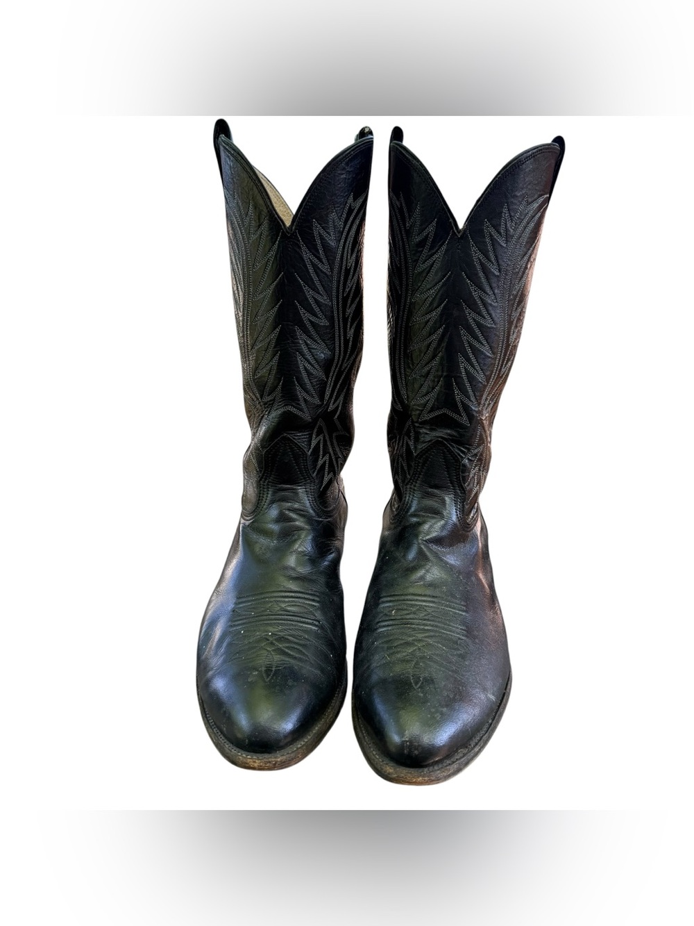 Nocona Mens Black Leather Cowboy Boots Size 13 E Western - Picture 4 of 16